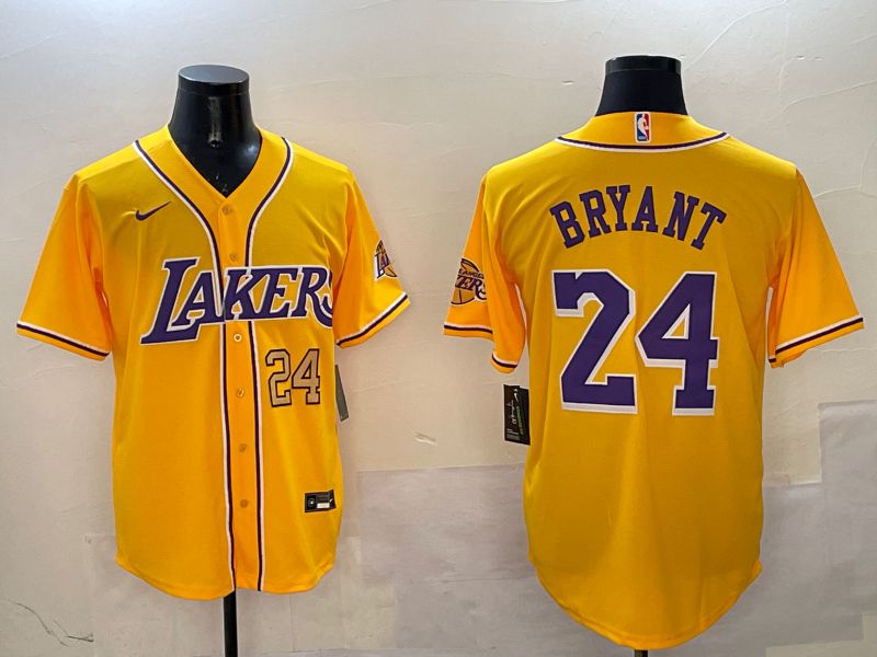 Men Los Angeles Lakers #24 Bryant Yellow Joint Name Nike 2025 NBA Jersey style 7->new york mets->MLB Jersey